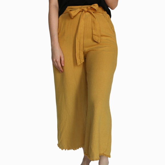 Thread & Supply Mustard Yellow Wide Leg Crop Pants - Picture 3 of 11
